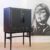 barskap-558.1 Barschrank schwarz mit Goldrahmen – Vintage, 1950er