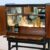 barskap-558.2 Barschrank schwarz mit Goldrahmen – Vintage, 1950er