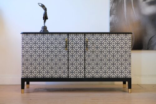 Sideboard schwarz-weiß grafisch – Art déco, um 1930