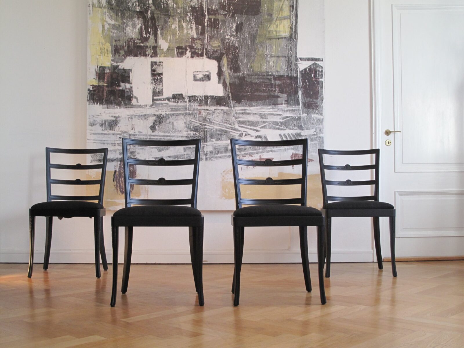Stühle schwarz, 8er-Set – gustavianisch und Art déco