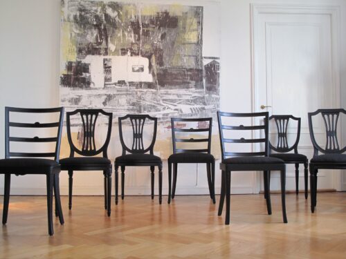Stühle schwarz, 8er-Set – gustavianisch und Art déco